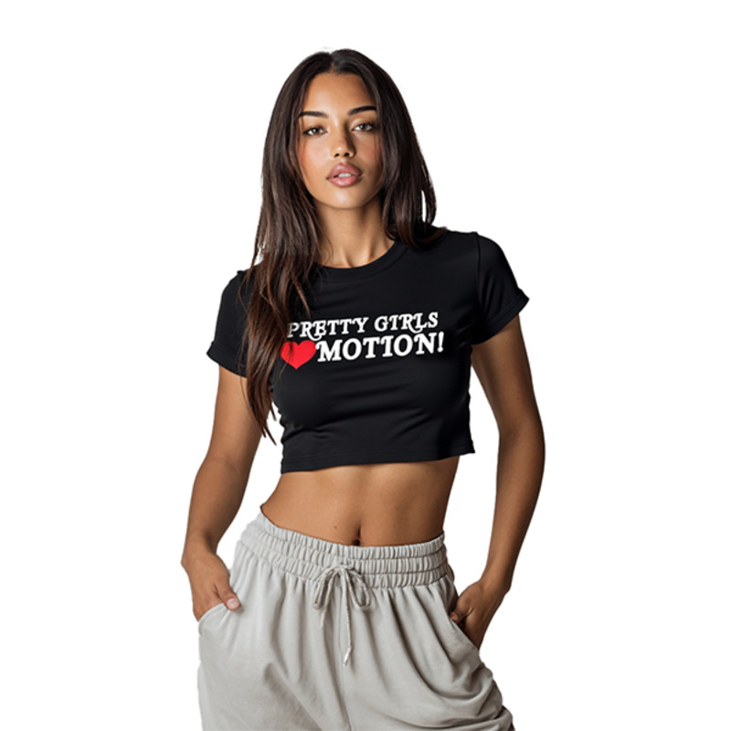 PGLM Baby Tee — Black, on model